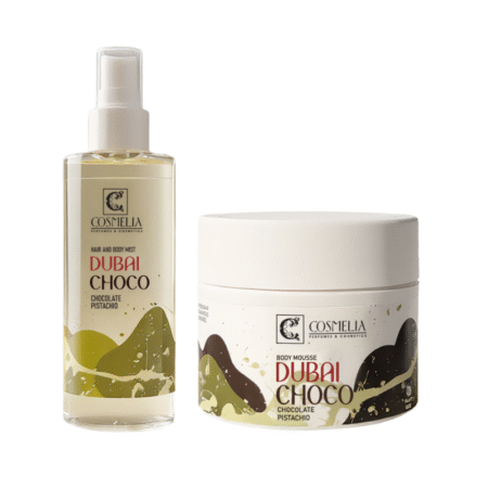 COSMELIA DUBAI CHOCOLATE SET BODY MIST 200ML & BODY MOUSSE H2O 200ML