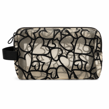 LOVE OBSESSION  MAKEUP BAG BLACK & BEIGE